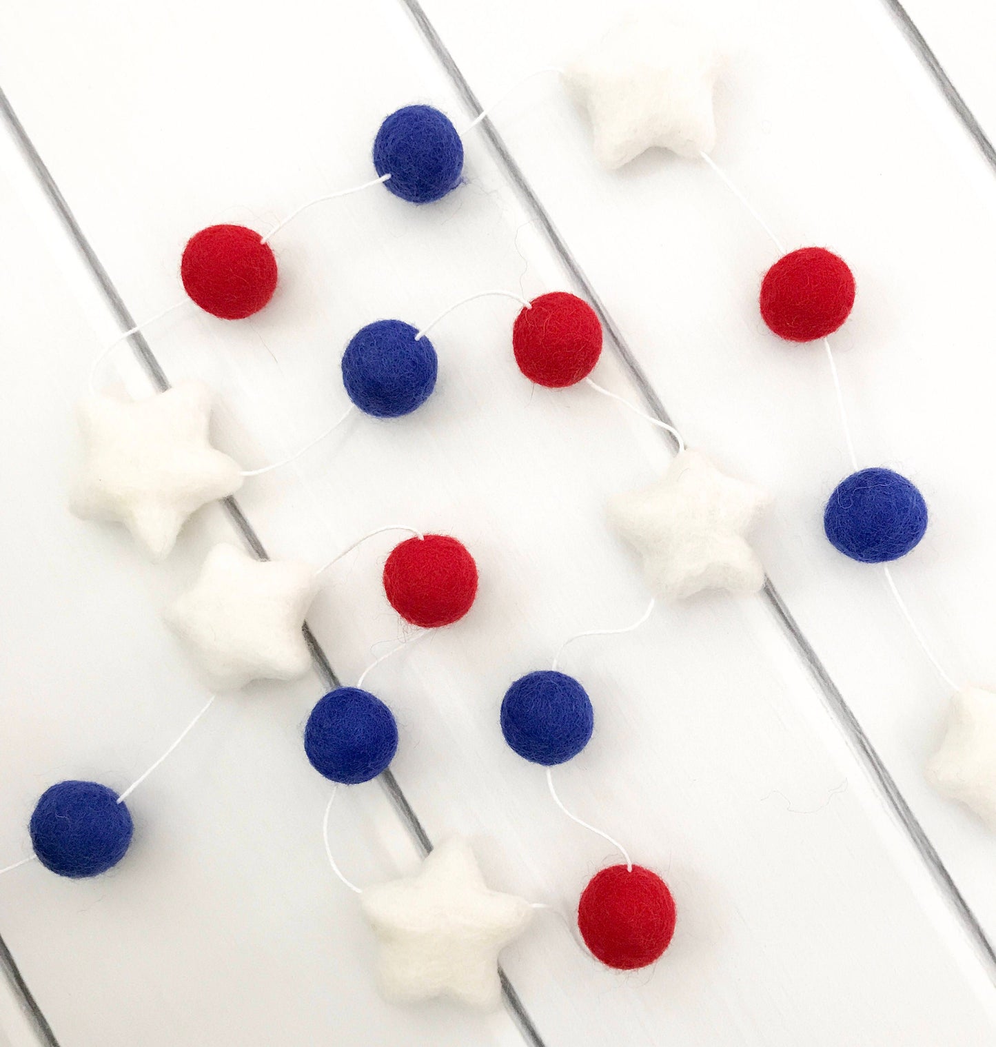 Stars 4th of July Felt Ball Garland