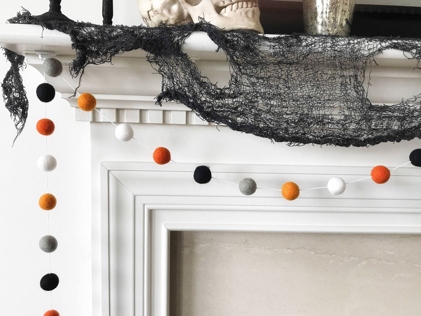 Halloween Ghost Felt Ball Garland