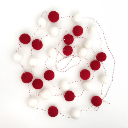 Red and White Valentine's Felt Ball Garland