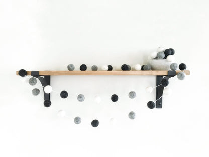 Black and White Monochrome Felt Ball Garland