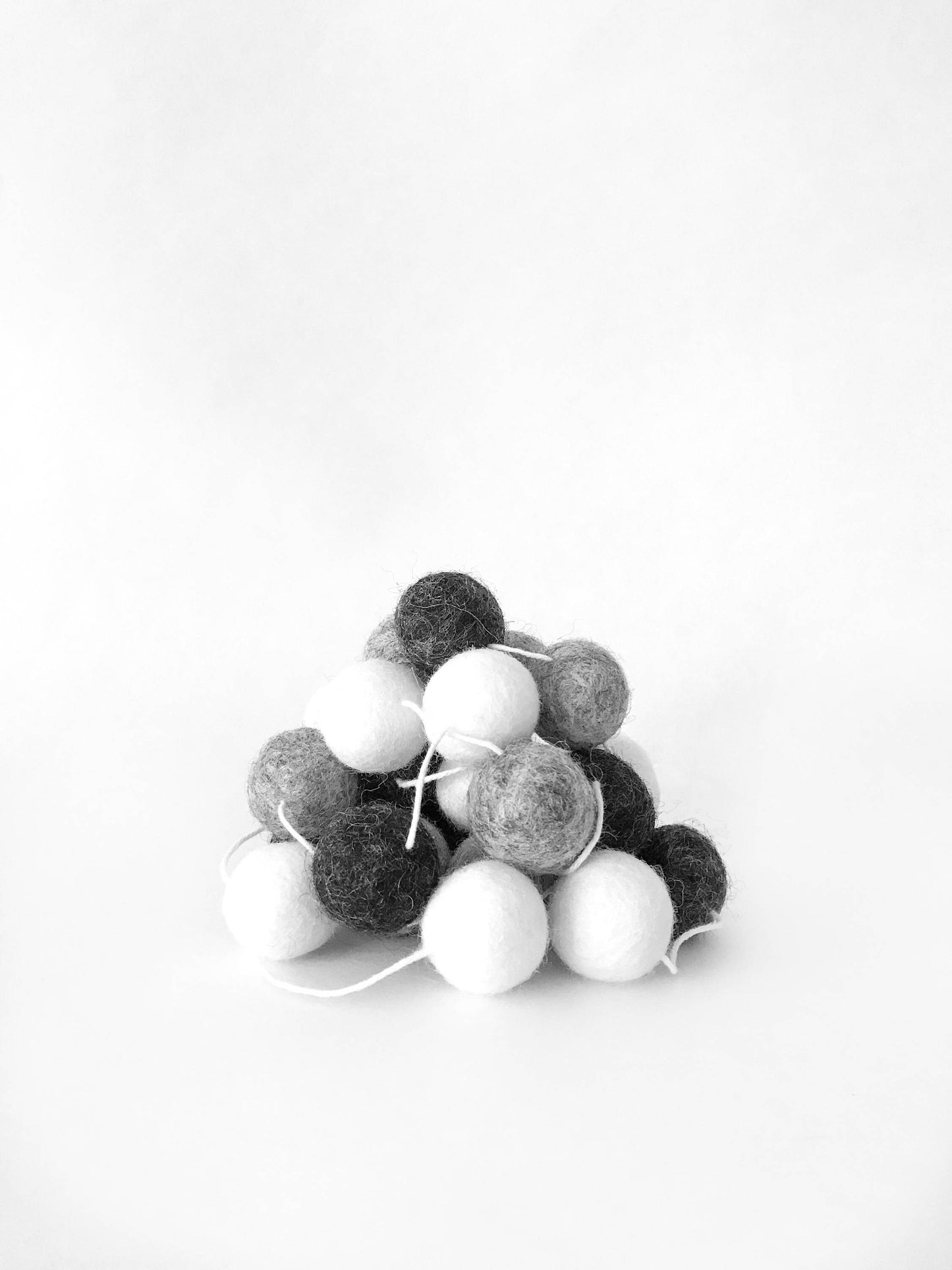 Black and White Monochrome Felt Ball Garland