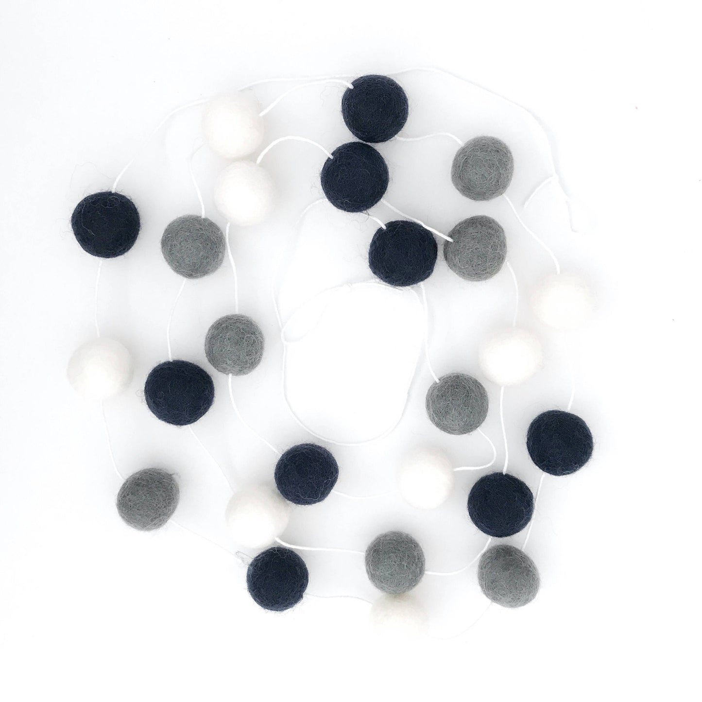 Navy, Grey and White Felt Ball Garland