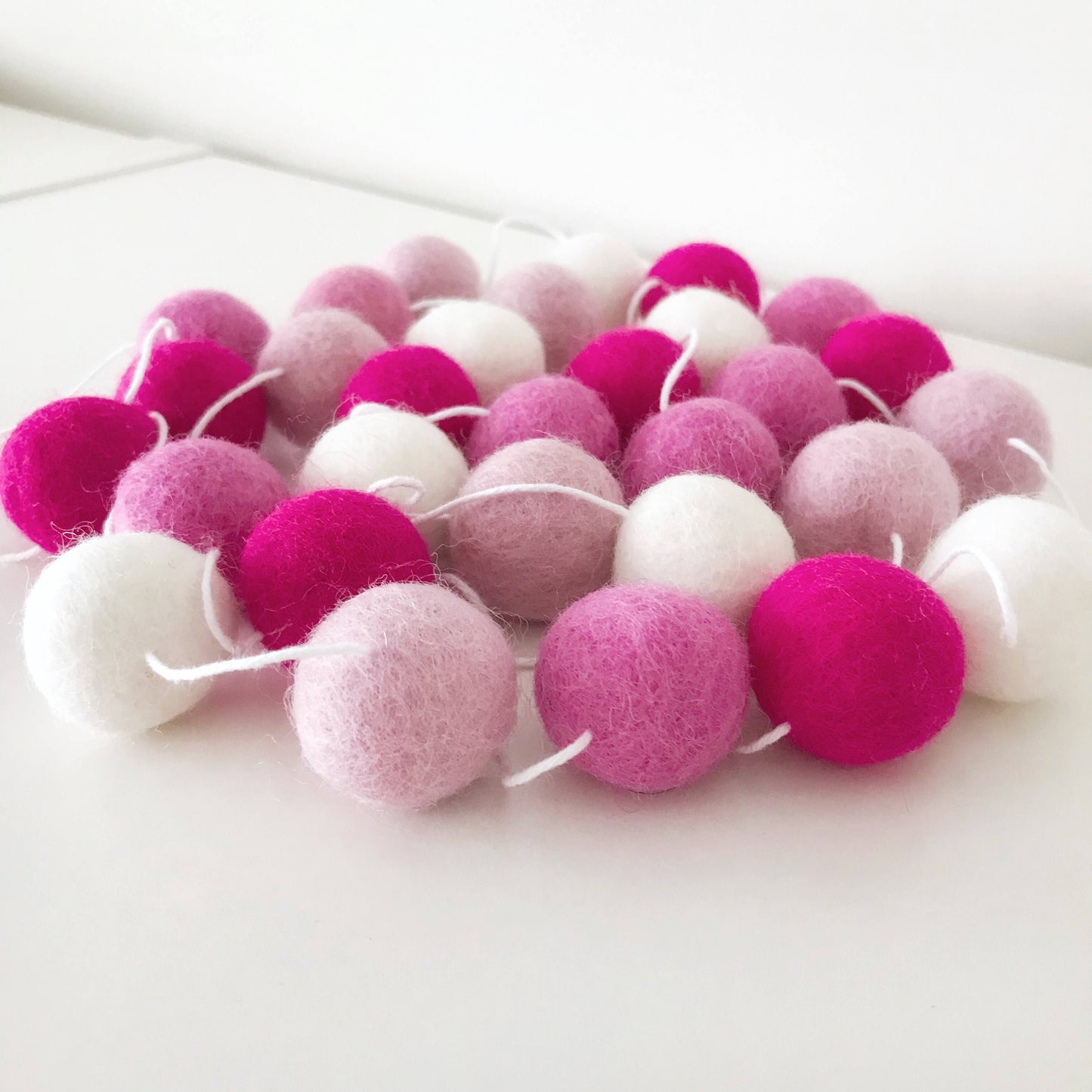 Shades of Pink Felt Ball Garland