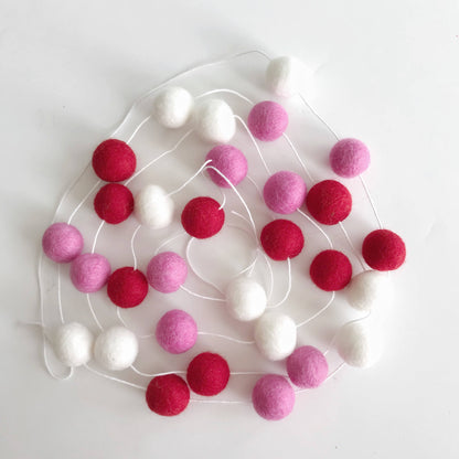 Red, Pink and White Pom Pom Garland