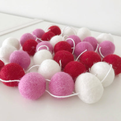 Red, Pink and White Pom Pom Garland