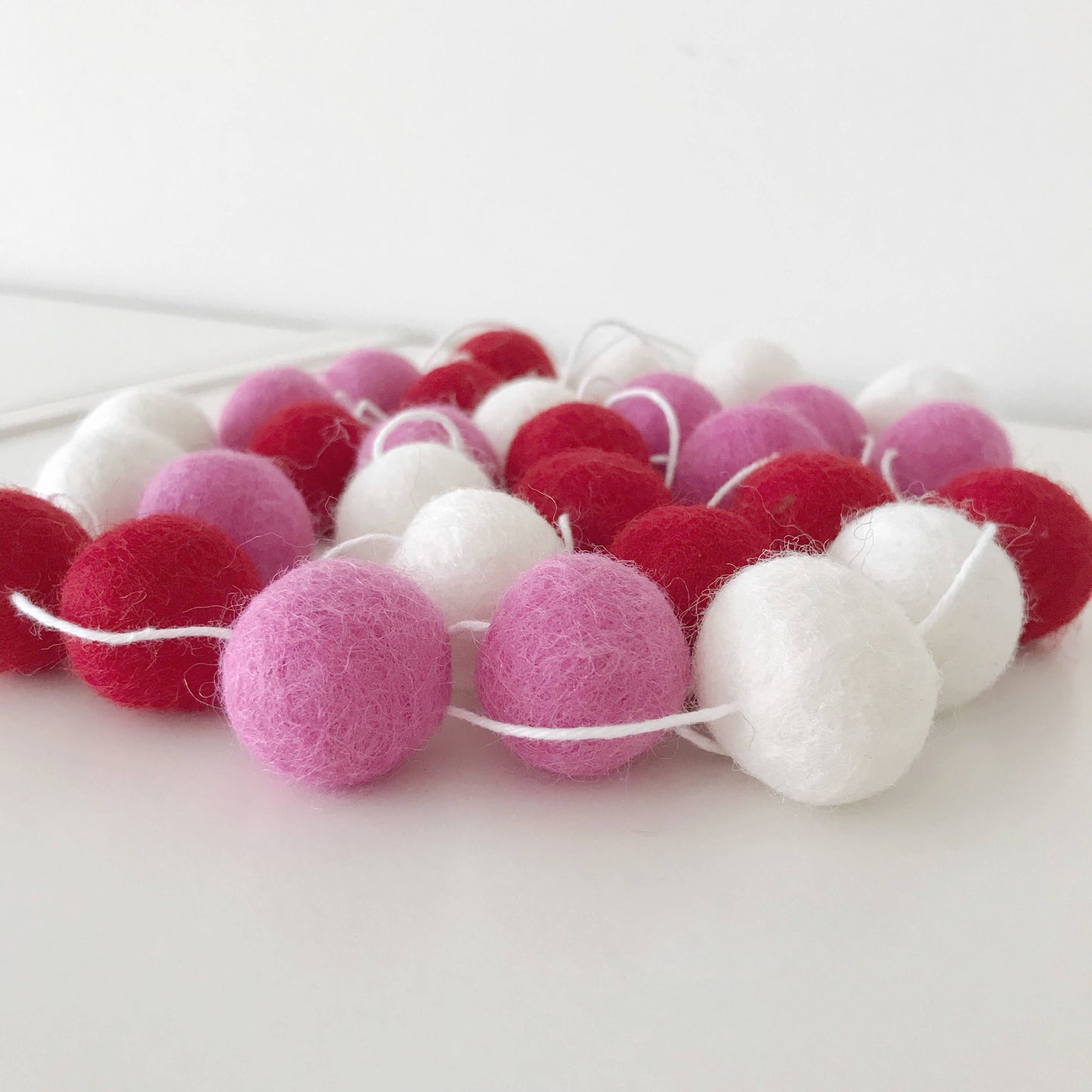 Red, Pink and White Pom Pom Garland