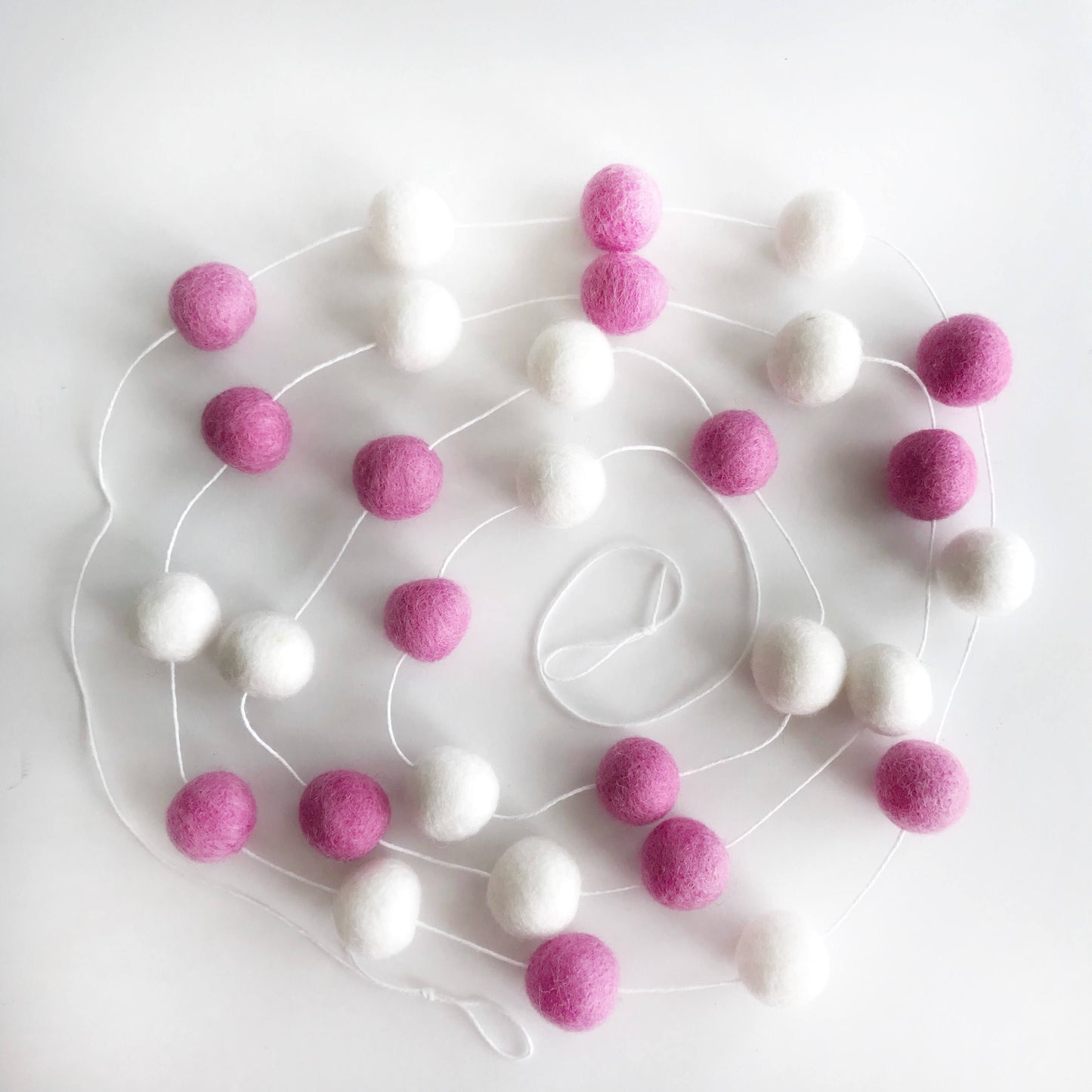 Pink and White Felt Ball Garland