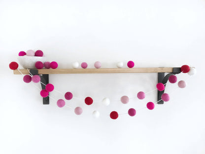 Pinks and Reds Felt Ball Garland