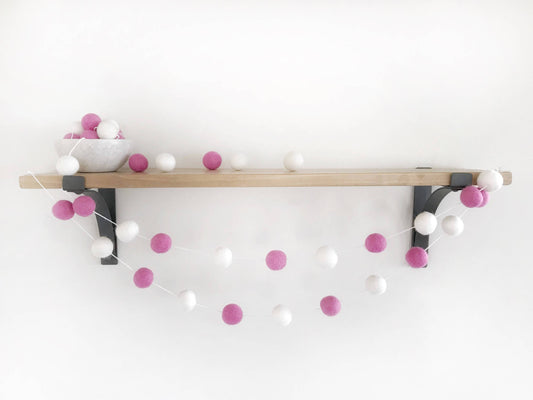 Pink and White Felt Ball Garland