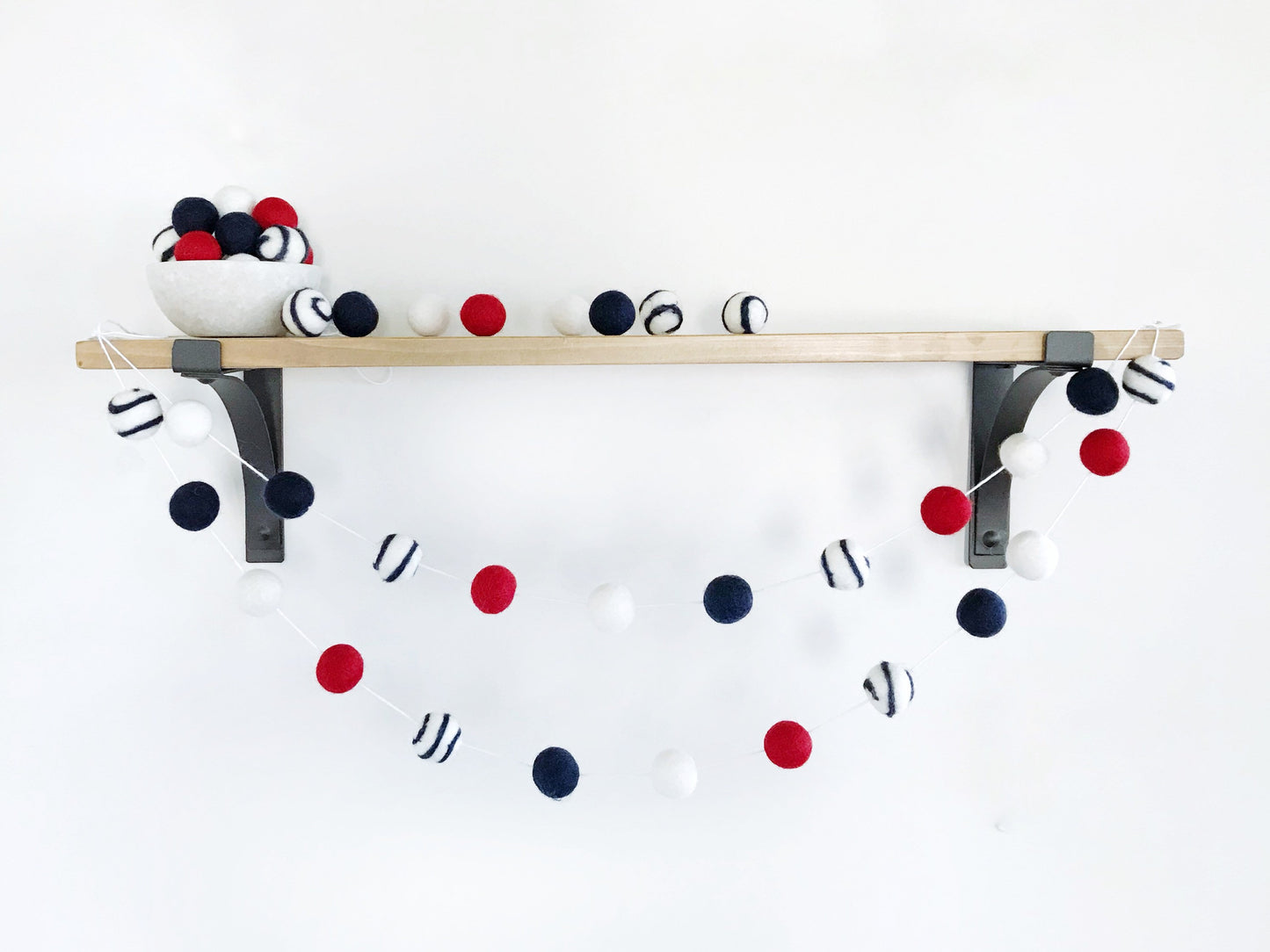 Patriotic 4th of July Felt Ball Garland