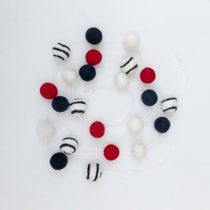 Patriotic 4th of July Felt Ball Garland