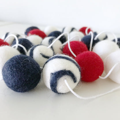 Patriotic 4th of July Felt Ball Garland