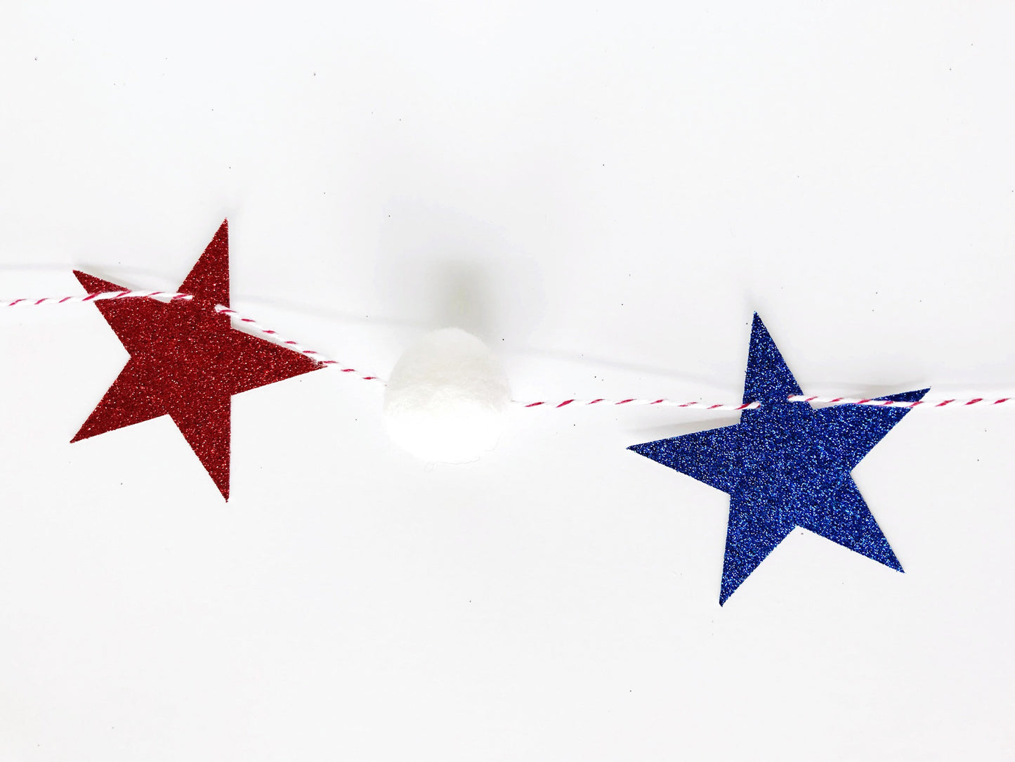 Red, White and Blue Glitter Banner with Felt Balls