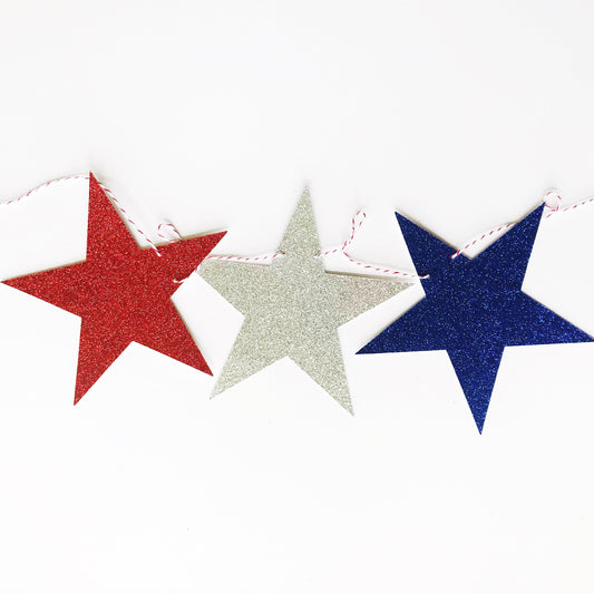 Fourth of July Stars Glitter Banner