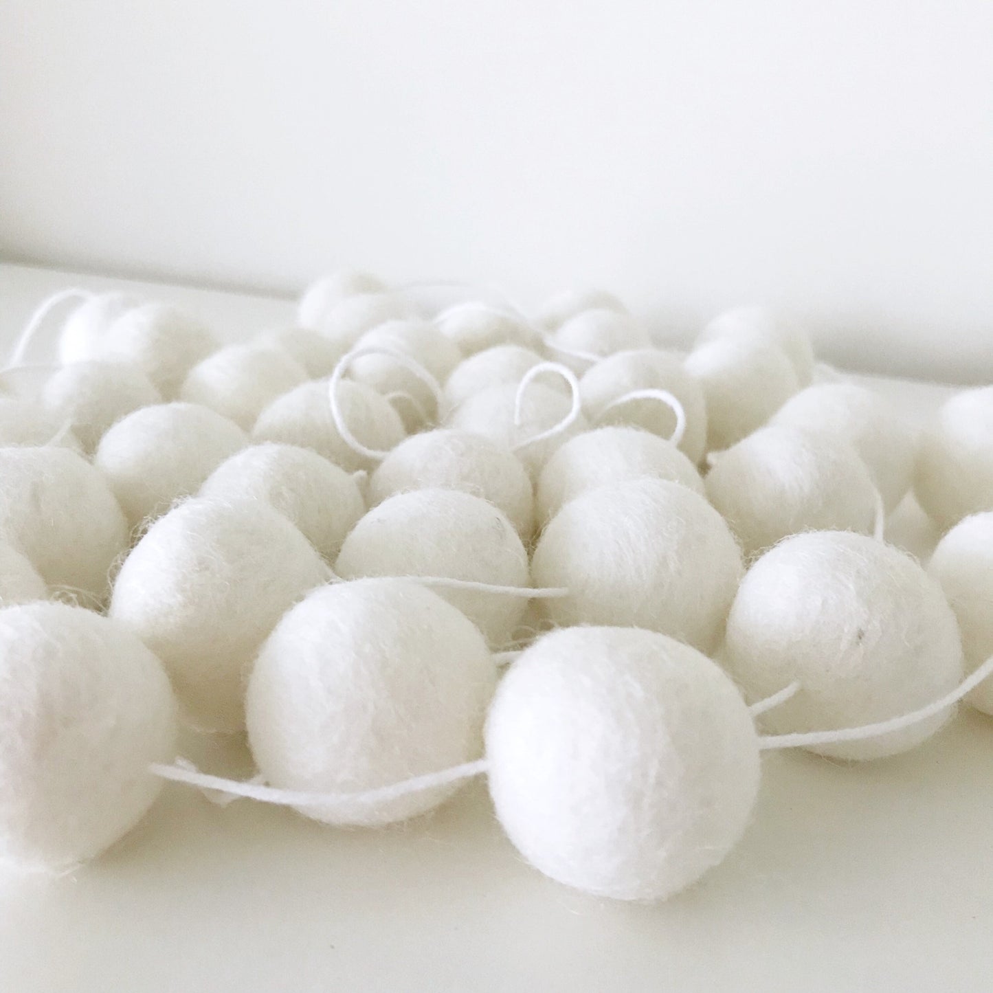 White Felt Ball Garland