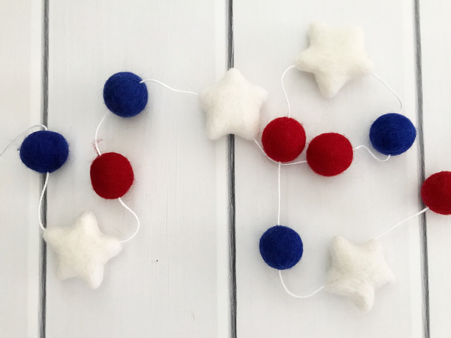 Stars 4th of July Felt Ball Garland