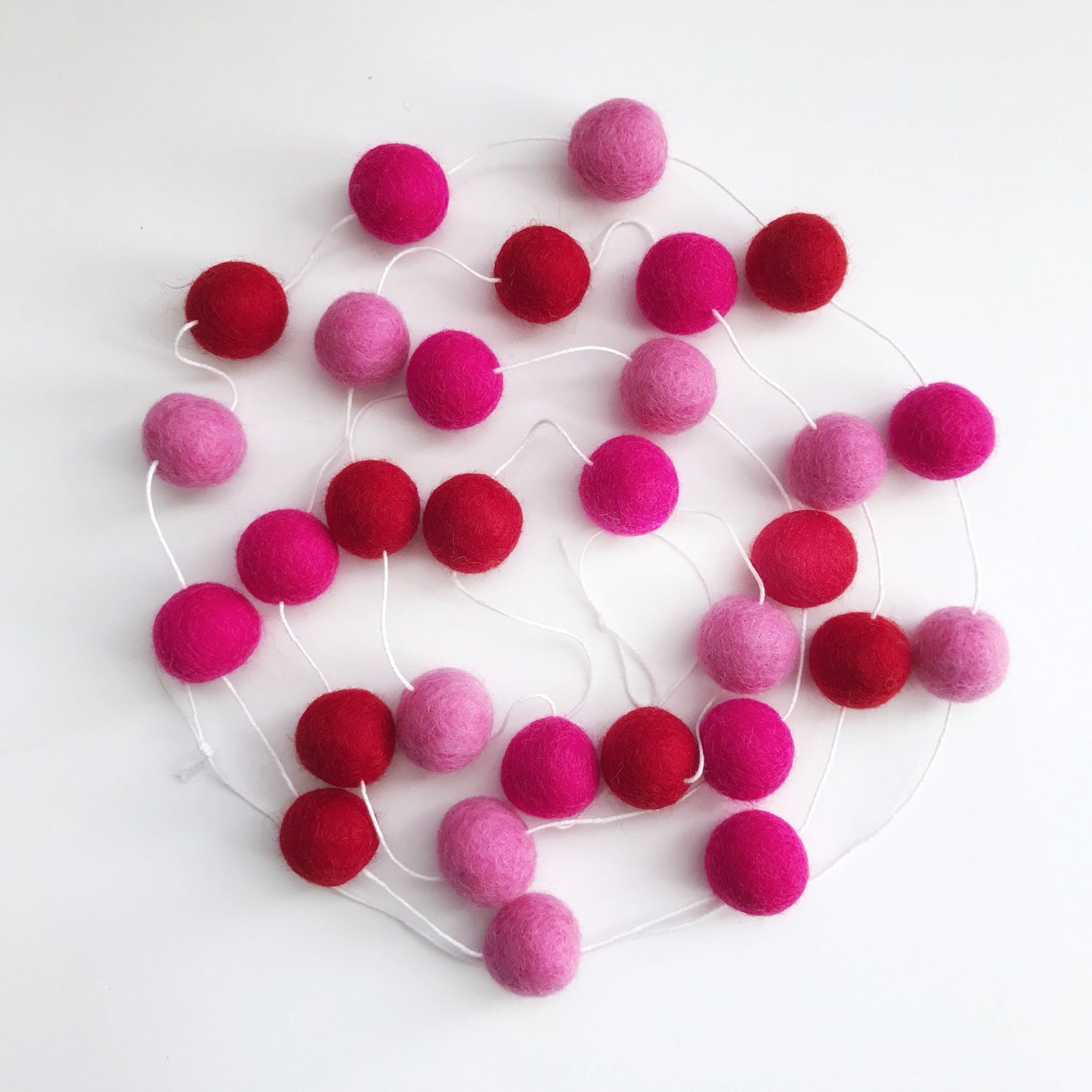 Pink and Red Felt Ball Garland