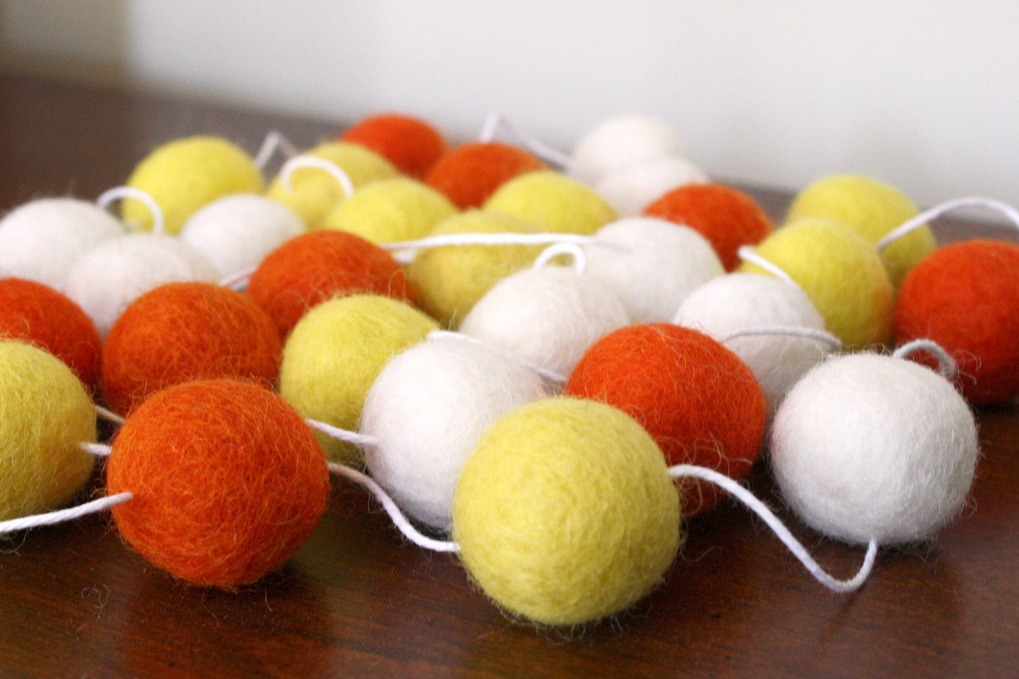 Candy Corn Felt Ball Garland