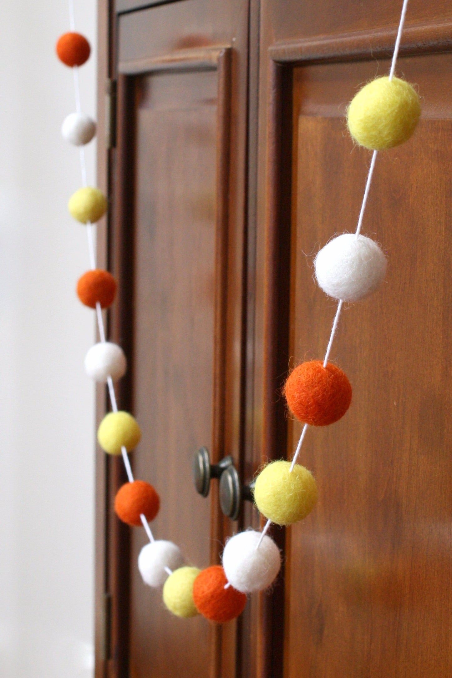 Candy Corn Felt Ball Garland