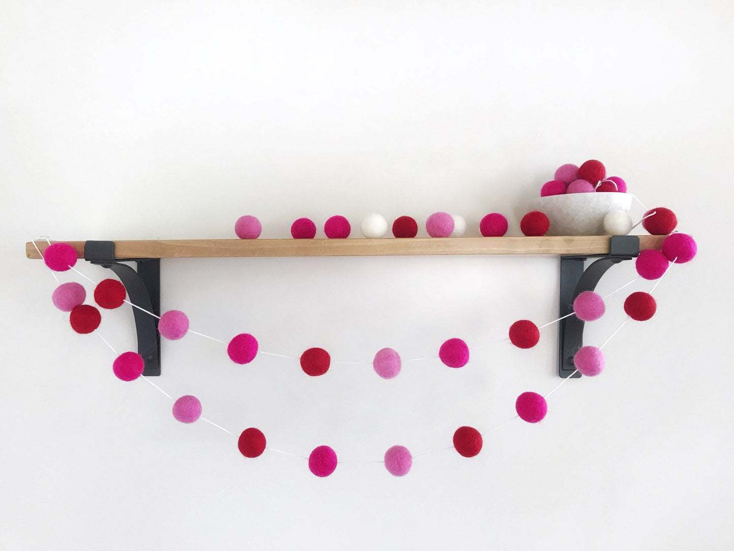 Pink and Red Felt Ball Garland