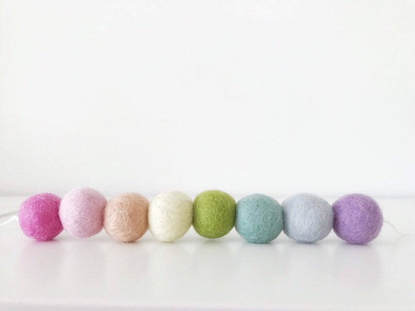 Pastel Rainbow Felt Ball Garland