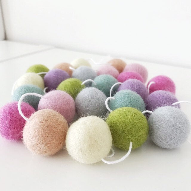 Pastel Rainbow Felt Ball Garland