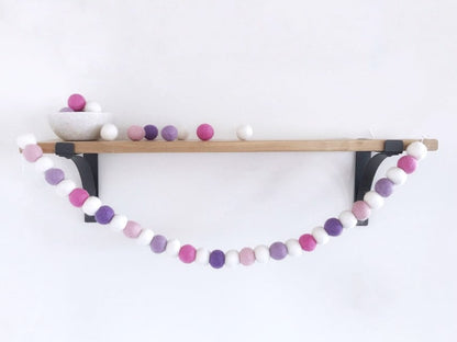 Pink, Purple and White Felt Ball Garland