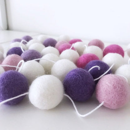 Pink, Purple and White Felt Ball Garland