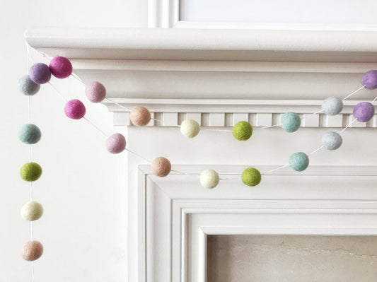 Pastel Rainbow Felt Ball Garland