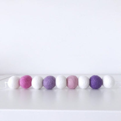 Pink, Purple and White Felt Ball Garland