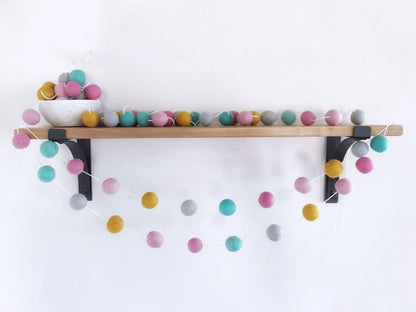 Pink, Turquoise, and Goldenrod Felt Ball Garland