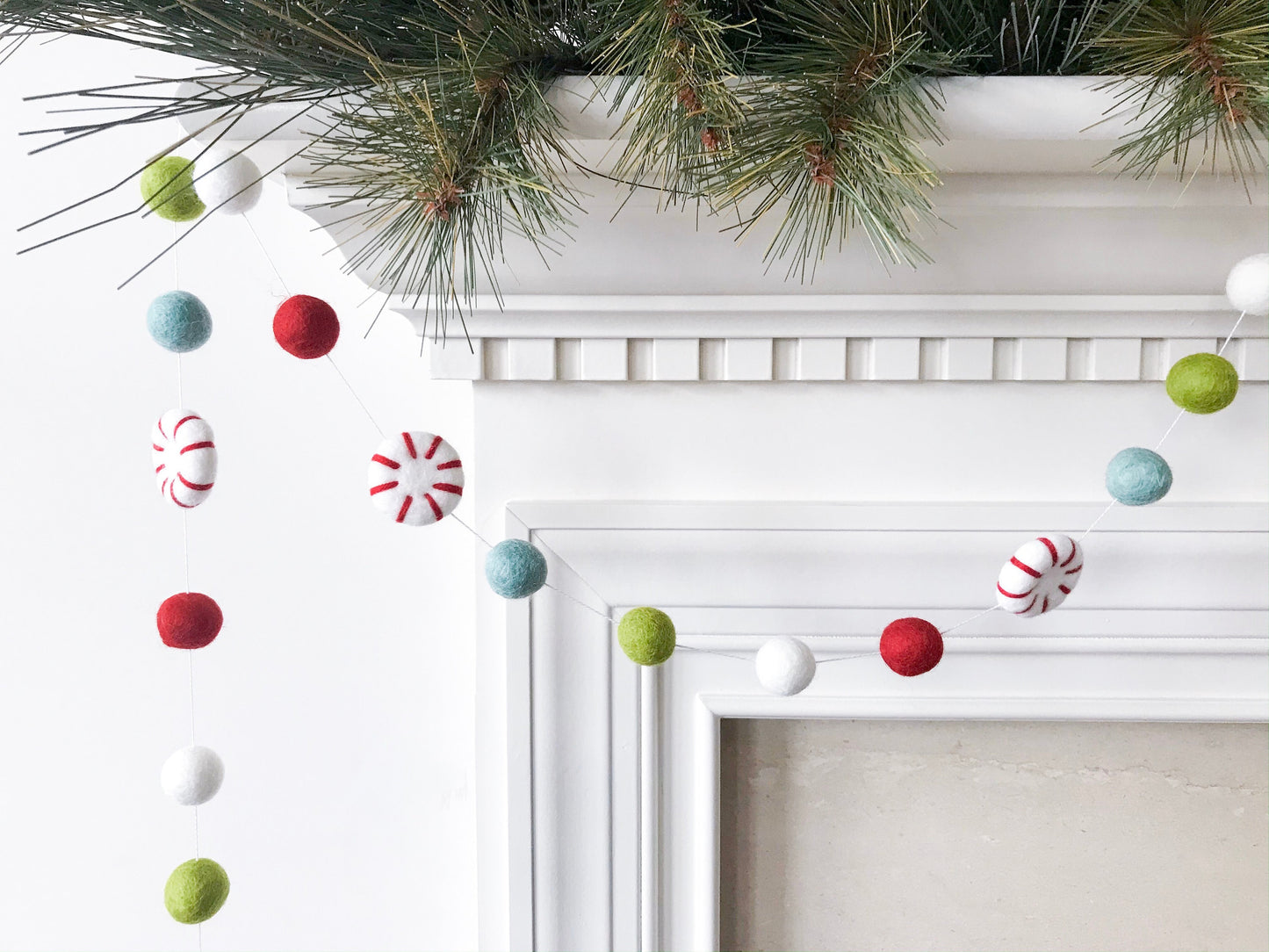 Candy Christmas Felt Ball Garland