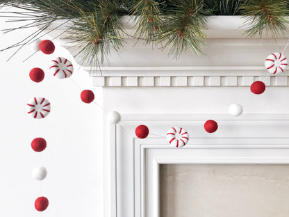 Peppermint Christmas Felt Ball Garland