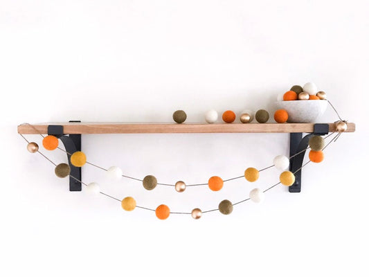 Metallic Pumpkin Spice Felt Ball Garland