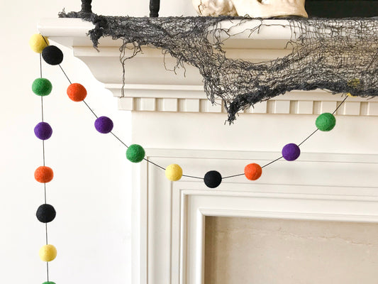 Witchy Halloween Felt Ball Garland