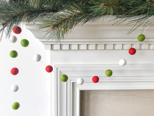 Modern Christmas Felt Ball Garland