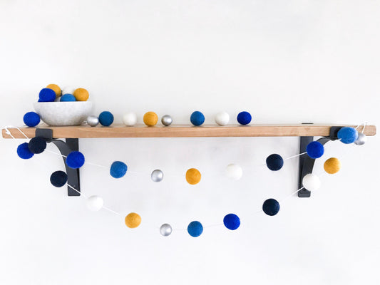 Metallic Hanukkah Festival Felt Ball Garland