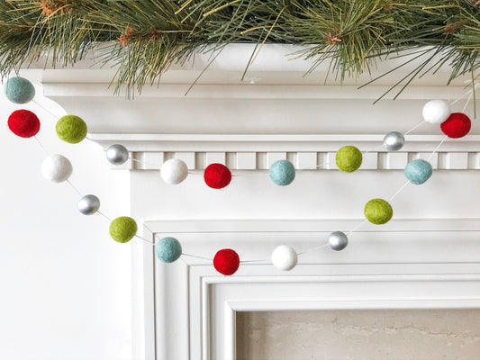 Metallic Playful Christmas Felt Ball Garland