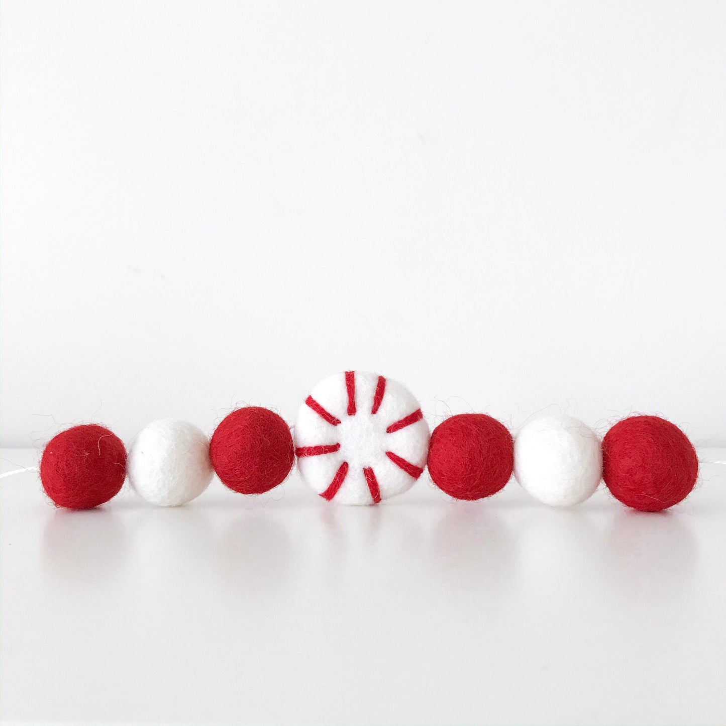 Peppermint Christmas Felt Ball Garland