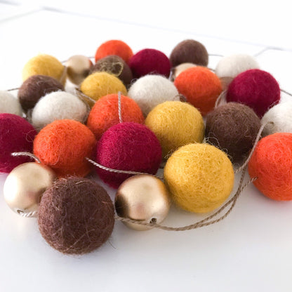 Metallic Fall Harvest Felt Ball Garland