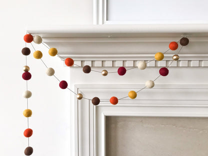 Metallic Fall Harvest Felt Ball Garland