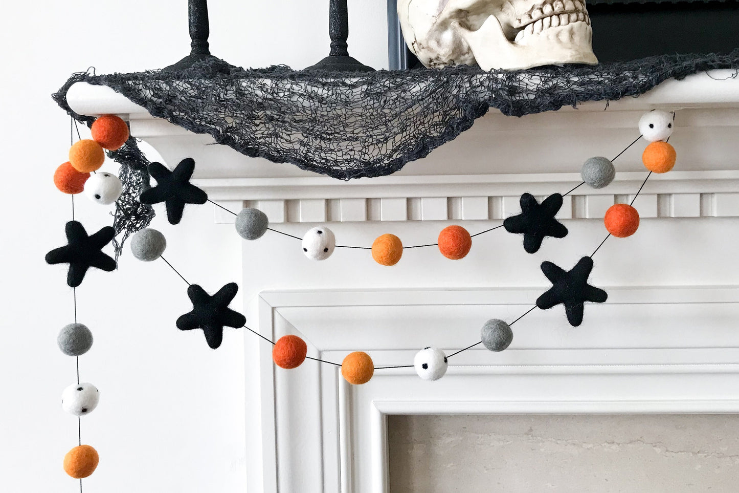 Starry Halloween Felt Ball Garland