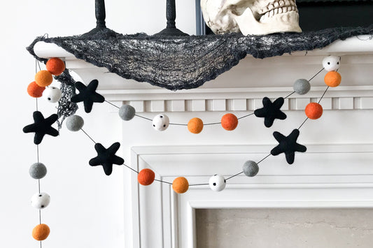 Starry Halloween Felt Ball Garland