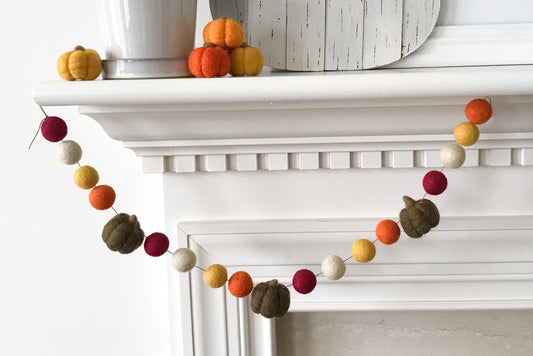 Pumpkin Harvest Fall Felt Ball Garland