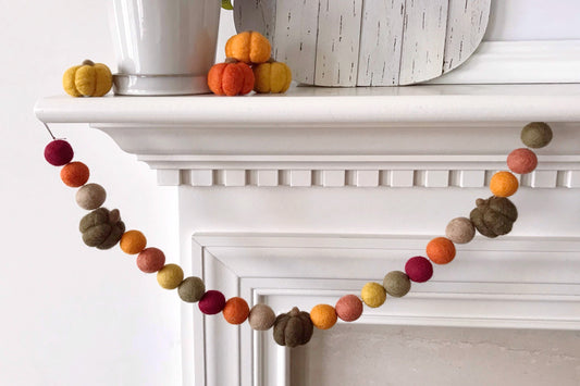 Autumn Pumpkin Fall Felt Ball Garland