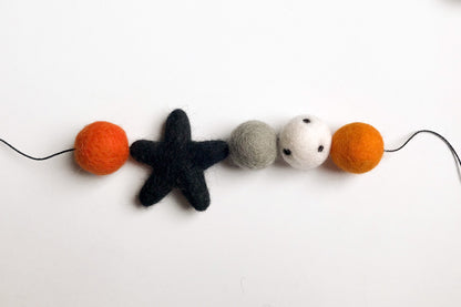 Starry Halloween Felt Ball Garland