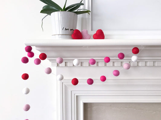 Pinks and Reds Felt Ball Garland