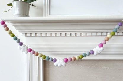 Rainbow and Cloud Felt Ball Garland