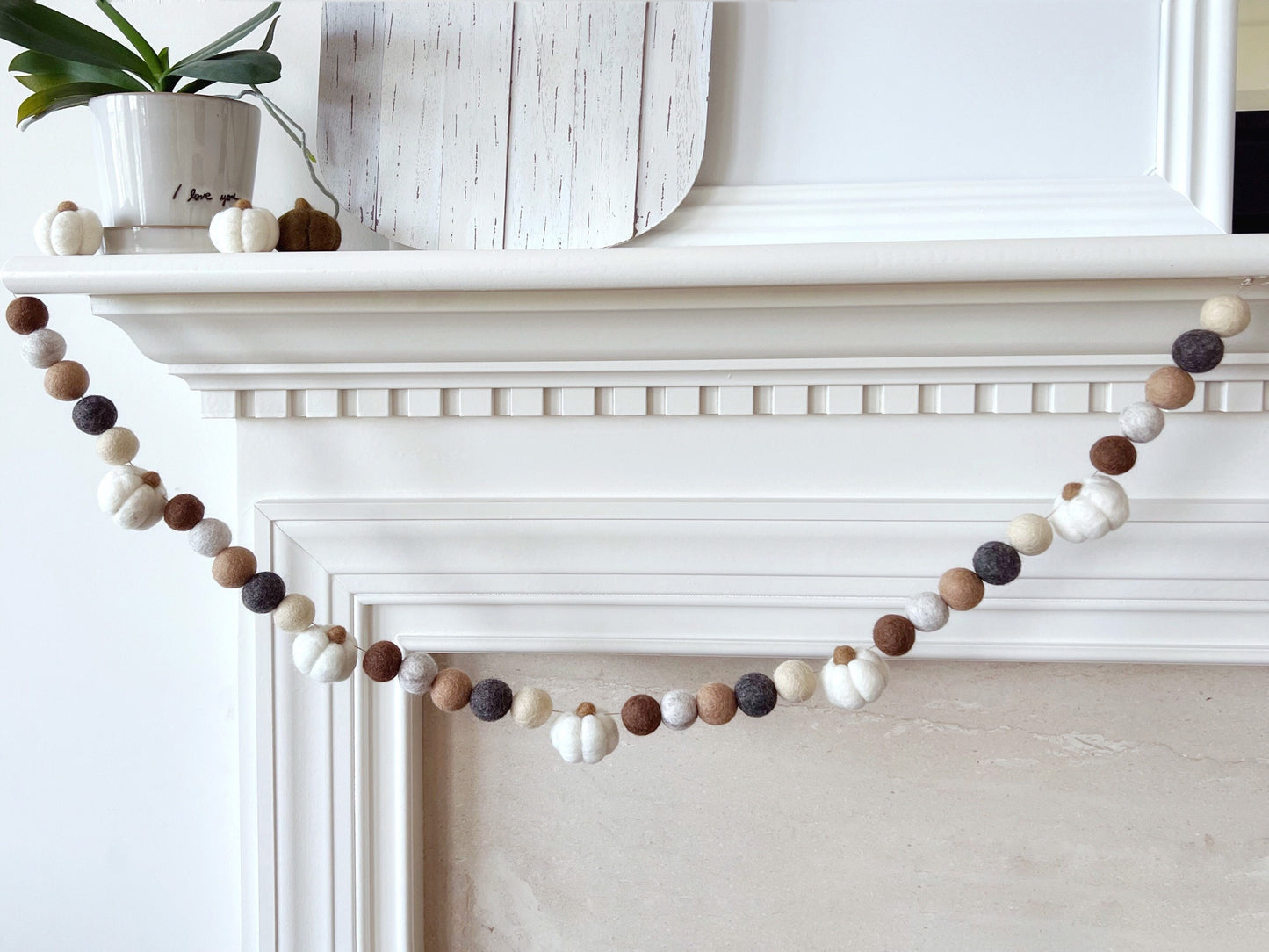 Thanksgiving Pumpkin Felt Ball Garland