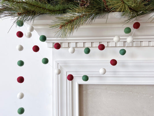 Vintage Christmas Felt Ball Garland